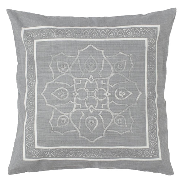 50cm Grey Patterned Cushion
