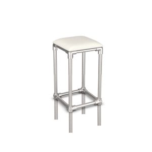 Industrial Poseur Stool with White Seat Pad