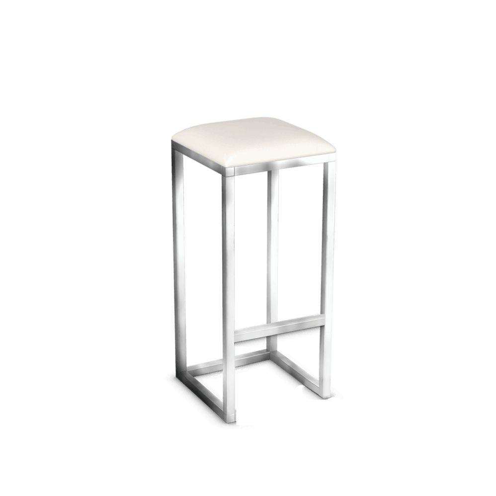 Reflections Poseur Stool with White Leatherette Seat Pad