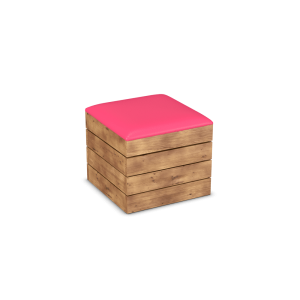 Rustic Cube Seat with Pink Leatherette Seat Pad
