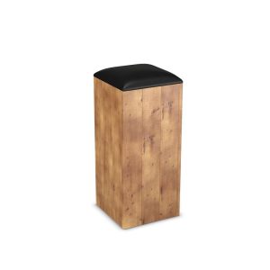 Rustic Poseur Stool with Black Seat Pad