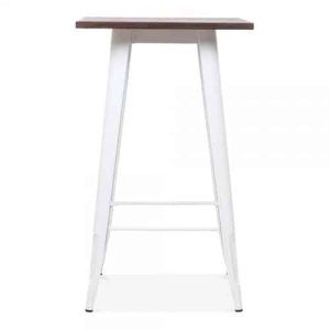 White Tolix Poseur Table with Wooden Top