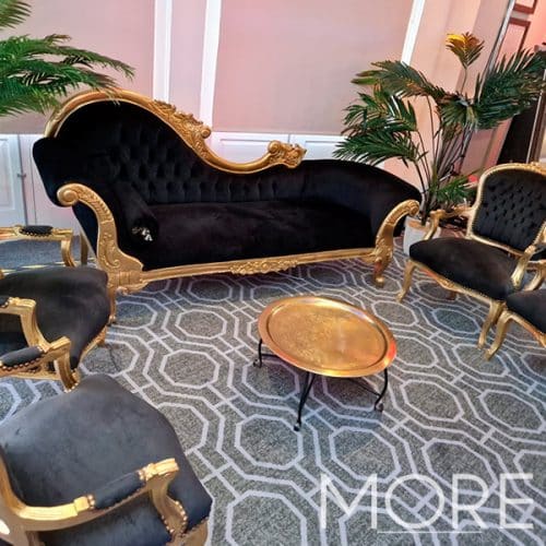 Black and Gold French Arm Chair