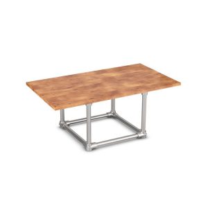 Industrial Rectangular Coffee Table with Wooden Top